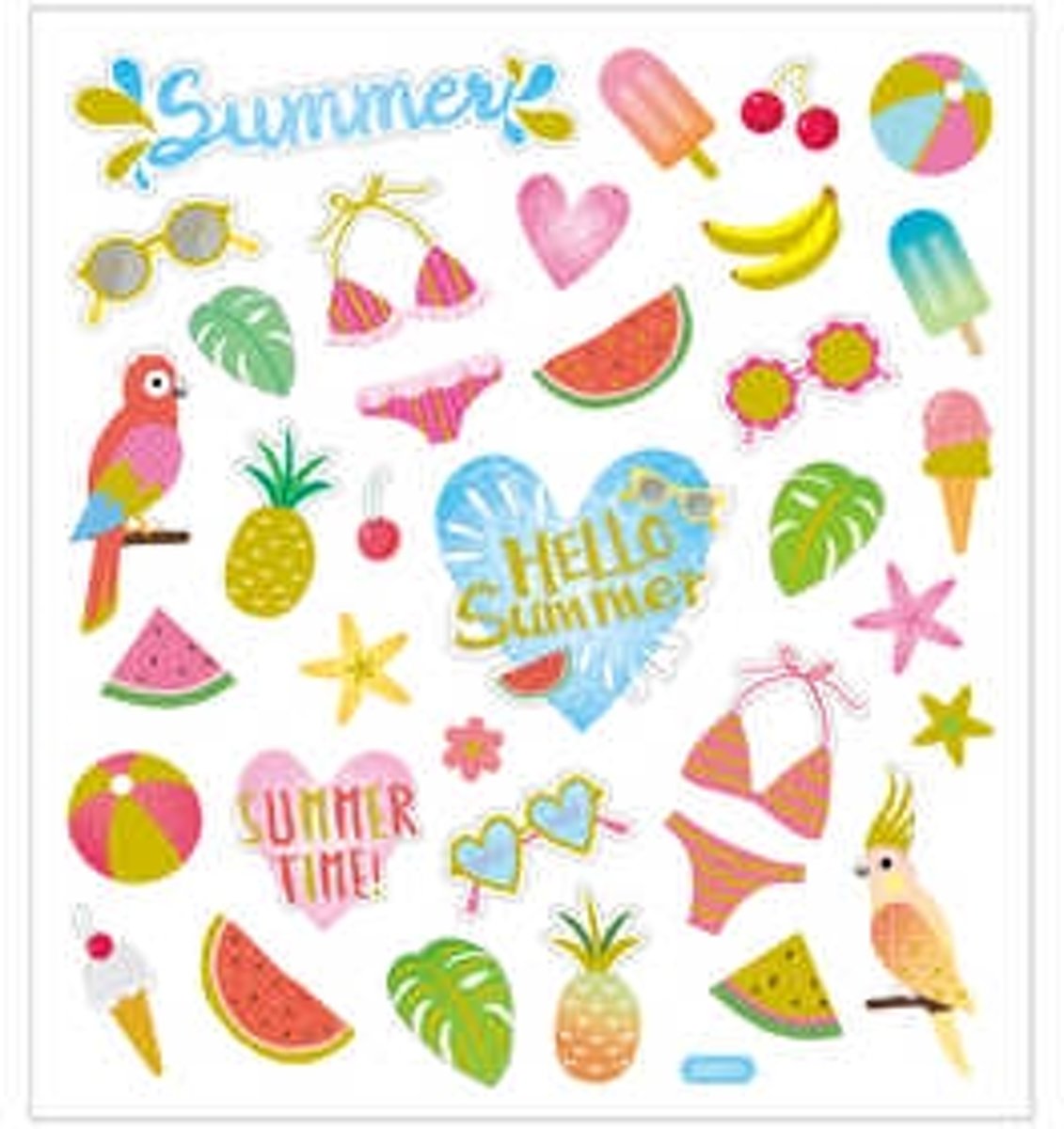 Stickers, vel 15x16,5 cm,  35 stuk, zomervakantie, 1vel [HOB-29080]